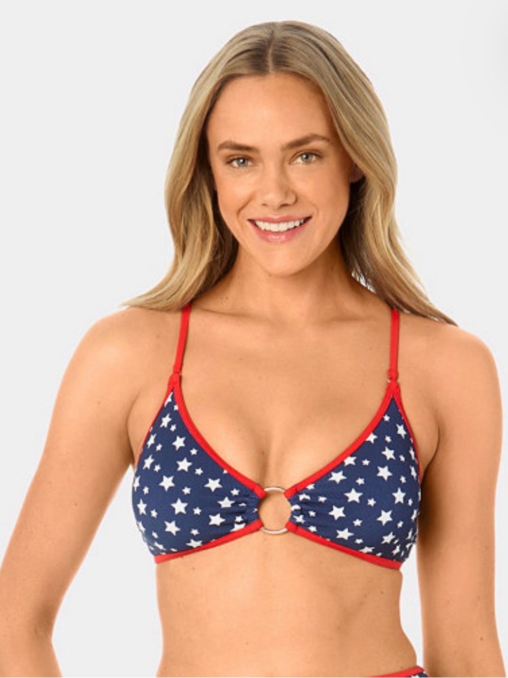 NWT Center Ring Bikini Top Red/White/Blue Sz L
